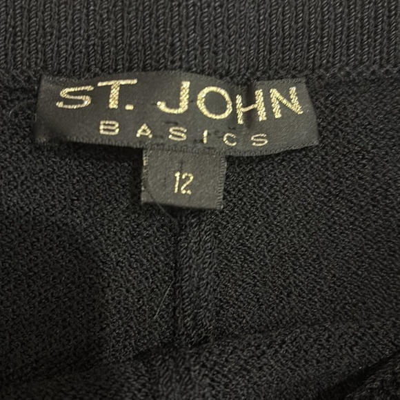 St John Basics Santana Knit Pants Black Pockets Size 12 - Picture 3 of 8